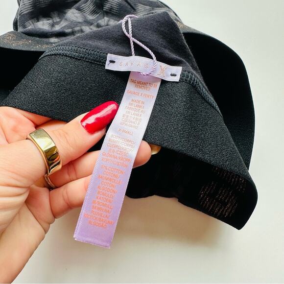 NEW SAVAGE X FENTY Black Grey Metallic Forever Savage Logo Bralette Bra Top XS - Picture 6 of 10